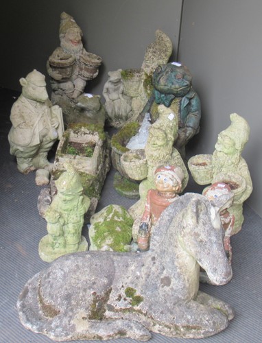 Lot 487 - Garden ornaments - gnomes, novelty animals...