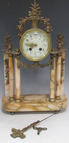 Lot 30 - A marble and gilt metal mounted portico clock,...