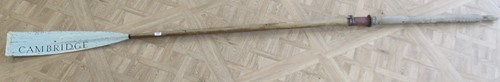 Lot 177 - A Cambridge wooden rowing oar with painted...