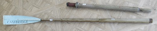 Lot 177 - A Cambridge wooden rowing oar with painted...