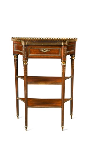 Lot 545 - A French three tier étagère with single drawer, 19th century