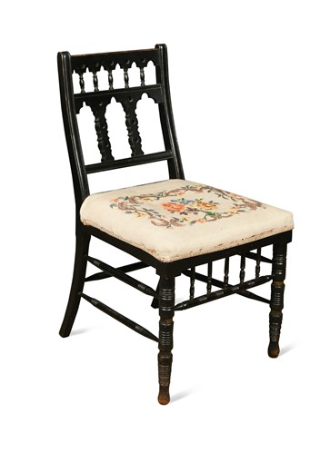 Lot 141 - An ebonised Aesthetic period side chair