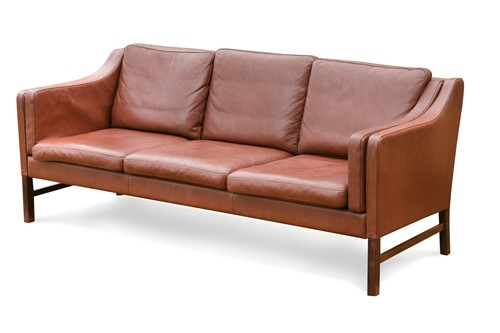 Lot 211 - Skippers Mobler, a Danish brown leather three-seat sofa