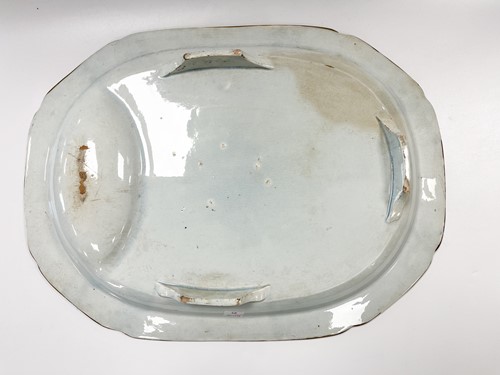 Lot 160 - A Herculaneum pottery blue and white Greek pattern meat plate, 19th century