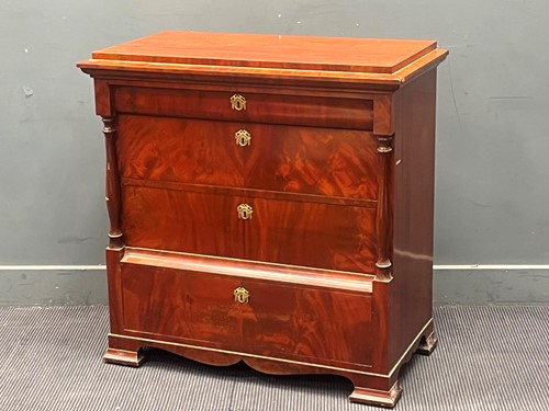 Lot 403 - A French Louis Phillipe style mahogany commode, 20th century