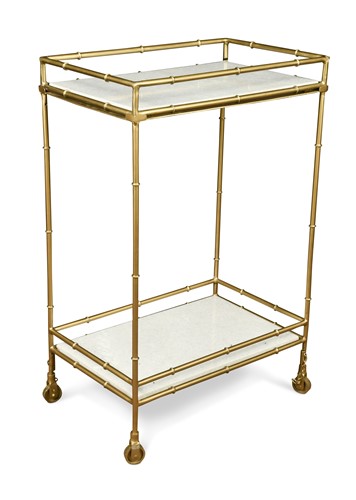 Lot 225 - A contemporary faux bamboo gilt metal and marble drinks trolley