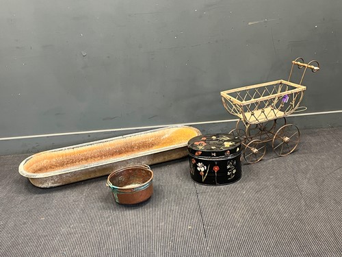 Lot 375 - A Victorian wicker work dolls pram, together...