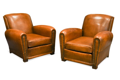 Lot 189 - A pair of Art Deco leather club armchairs