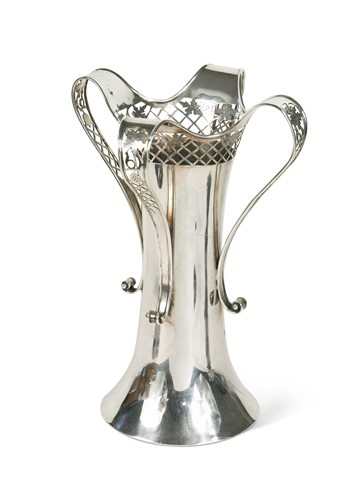 Lot 128 - Sir Richard Burbridge for Harrods, an Art Nouveau silver four-handled vase, 1911