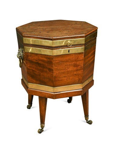 Lot 554 - A George III octagonal brass bound mahogany wine cooler