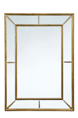 Lot 706 - A sectional gilt framed rectangular wall mirror, late 18th century
