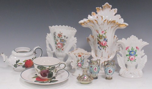 Lot 56 - Group of 19th century flower decorated spill...