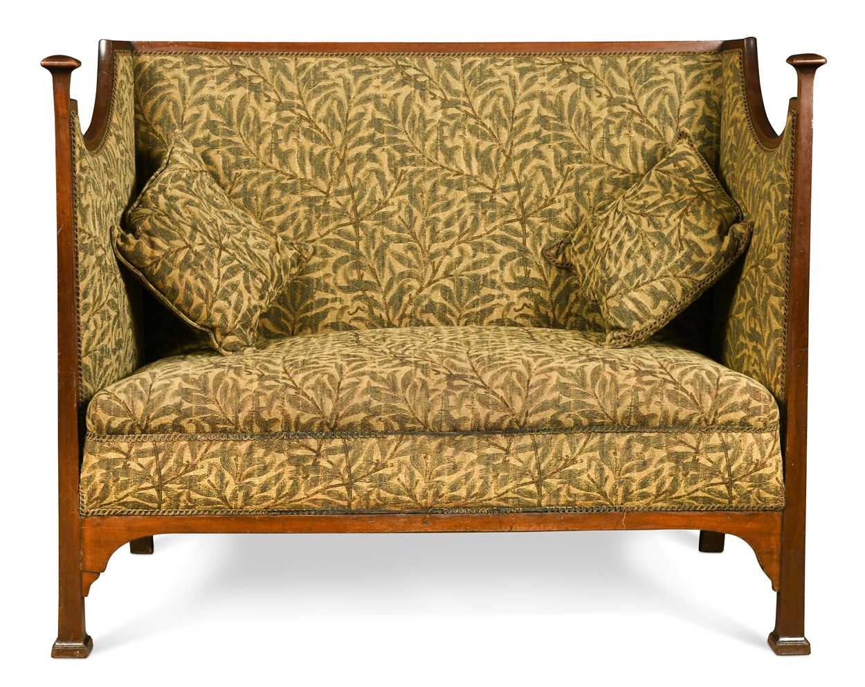 Lot 157 - In the manner of Walter Frederick Cave (1863-1939), an Arts & Crafts high-back settee