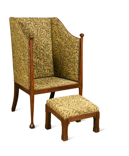 Lot 156 - In the manner of Walter Frederick Cave (1863-1939), an Arts & Crafts high-back chair