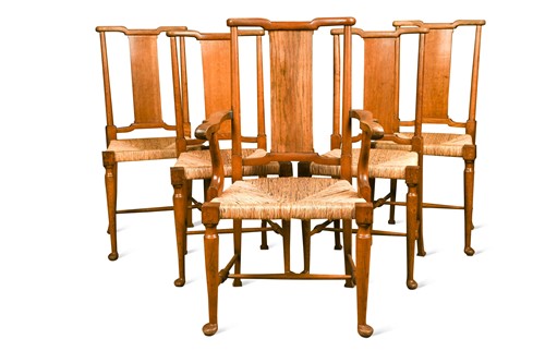 Lot 150 - A harlequin set of seven Morris & Co. Hampton Court chairs