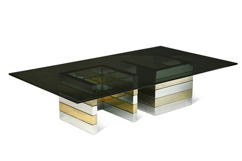 Lot 218 - A rare Pieff chrome and brass coffee table, circa 1975