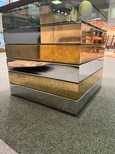 Lot 218 - A rare Pieff chrome and brass coffee table, circa 1975