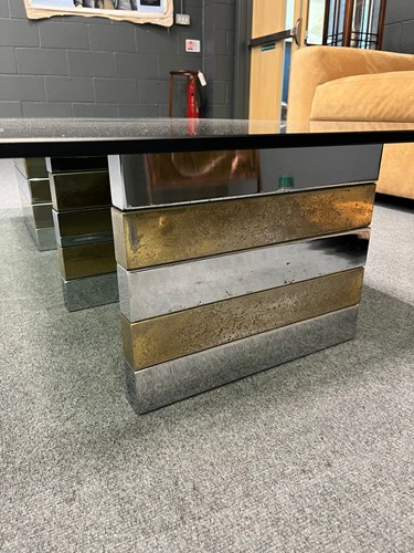 Lot 218 - A rare Pieff chrome and brass coffee table, circa 1975