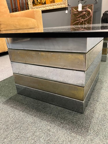 Lot 218 - A rare Pieff chrome and brass coffee table, circa 1975