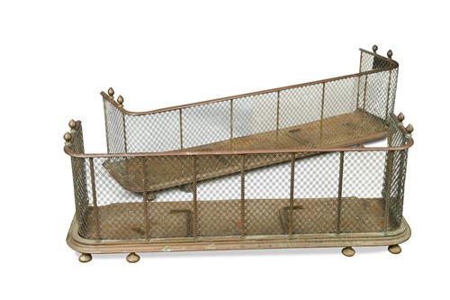Lot 476 - A near pair of brass fenders, 19th century,...