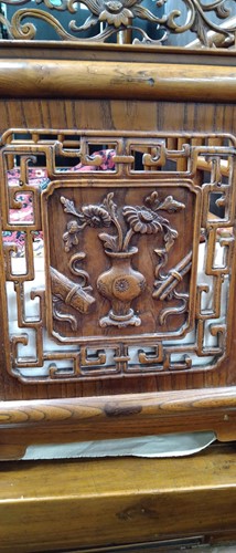 Lot 296 - A Chinese carved elm wood wedding bed, late Qing Dynasty