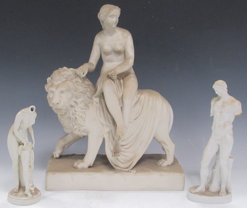 Lot 24 - A Parian figure of Diana and the lion on a...