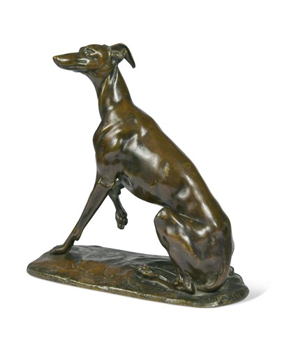 Lot 530 - A patinated bronze model of a whippet, 19th century