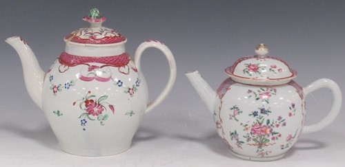 Lot 26 - An 18th century pearlware teapot and another...