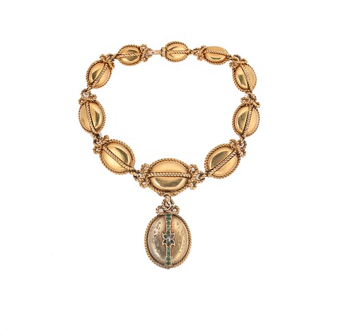 Lot 132 - A Victorian Etruscan revival memorial bracelet