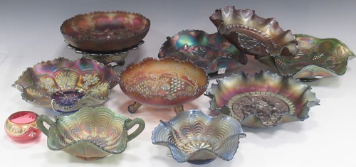 Lot 16 - Collection of Victorian lustred glass dishes...