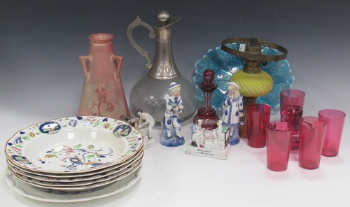 Lot 67 - A collection of cranberry glass items to...