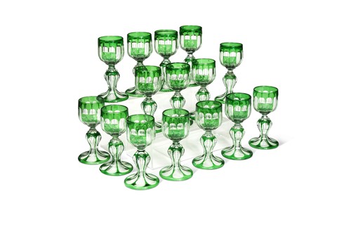 Lot 326 - A set of 15 Bohemian glasses, mid 19th century