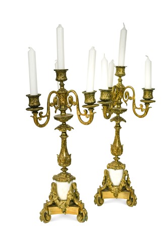 Lot 300 - A pair of ormolu candelabra, 19th century