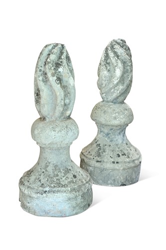 Lot 815 - A pair of carved stone flame finials, 18th century