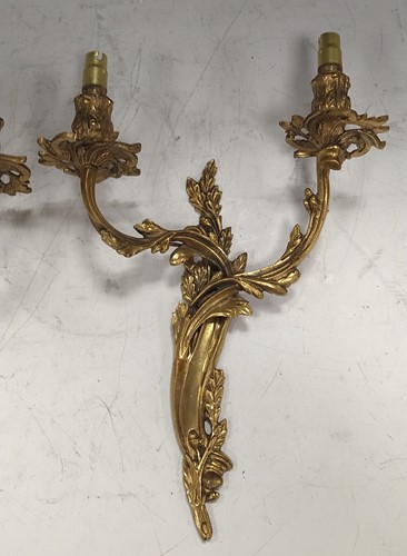 Lot 118A - A pair of gilt metal Rococo style wall lights