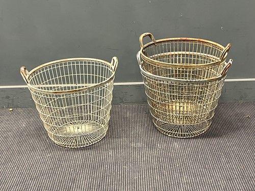 Lot 122 - Three galvanised mesh grape harvest baskets....