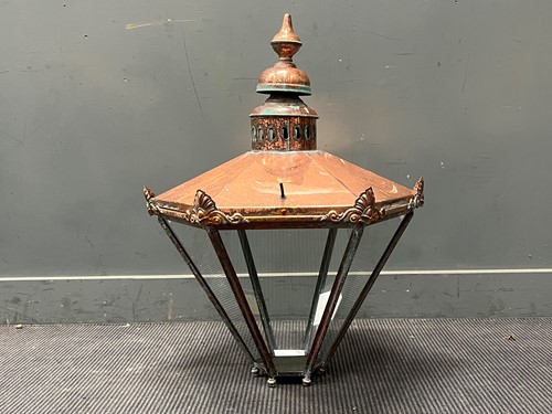 Lot 118 - A large copper six sided glazed street lantern,...