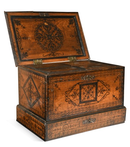 Lot 564 - A Continental penwork spice box