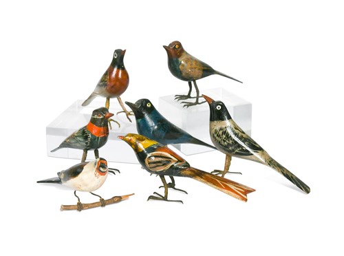 Lot 244 - A collection of painted bird figures, 20th century