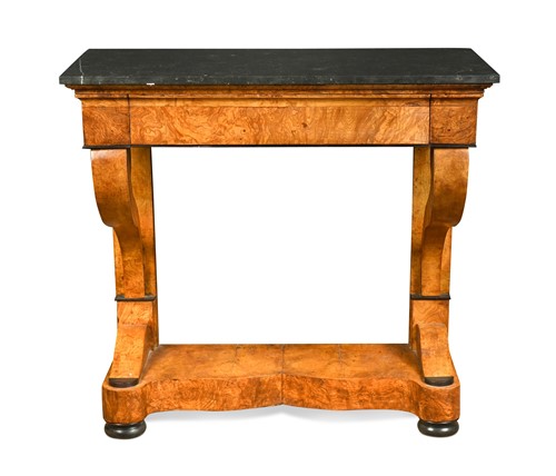 Lot 729 - A French elm granite top console table, 19th century