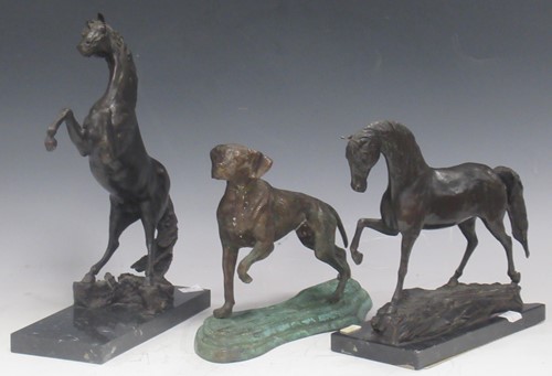 Lot 8 - A modern bronze model race horse marked...