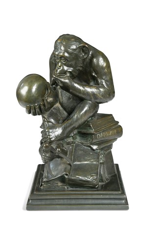 Lot 803 - After Hugo Wolfgang Rheinhold (1853–1900), 'Affe Mit Schadel', late 19th century