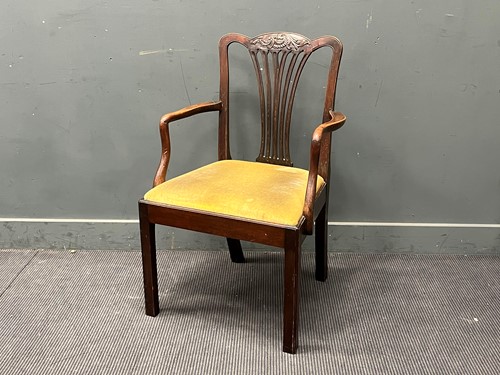 Lot 386 - A George III mahogany elbow chair, the shaped...
