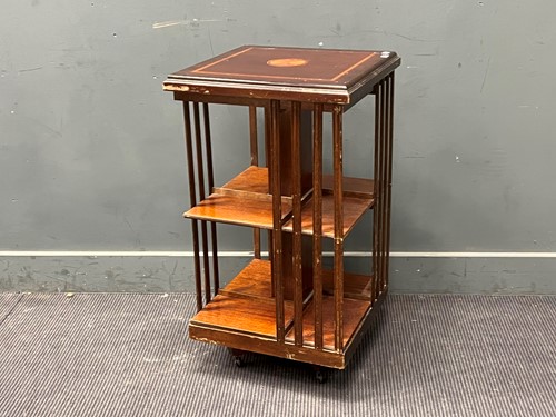 Lot 385 - An inlaid mahogany revolving bookcase 84 x 47...