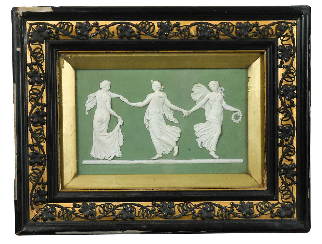 Lot 161 - A Wedgwood green jasperware plaque, 19th century