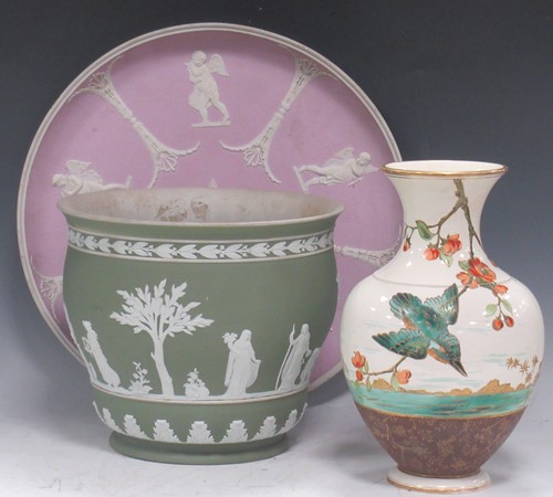 Lot 122 - A Wedgwood green jasperware jardiniere, 22cm...