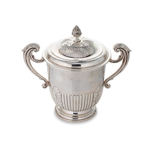 Lot 393 - A Victorian Britannia silver two handled trophy cup and cover