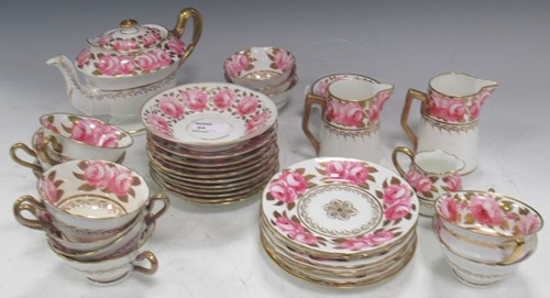 Lot 64 - A composed, mostly Foley, rose painted tea...