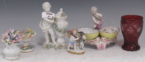 Lot 41 - A Continental porcelain figural bonbon dish...