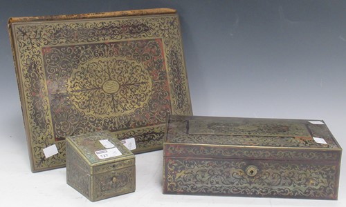 Lot 127 - Two 19th century fretwork or boulle brass and...